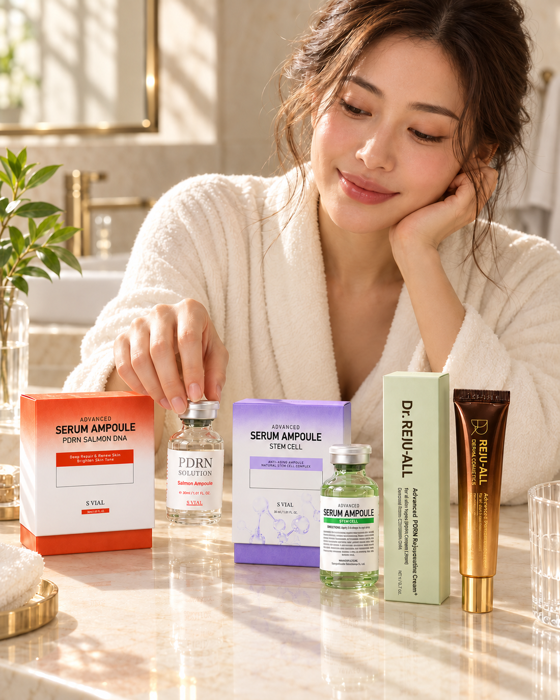 Woman with Ctrl Zed The Ritual — Salmon DNA serum, Stem Cell serum and Dr. Reju-All PDRN cream